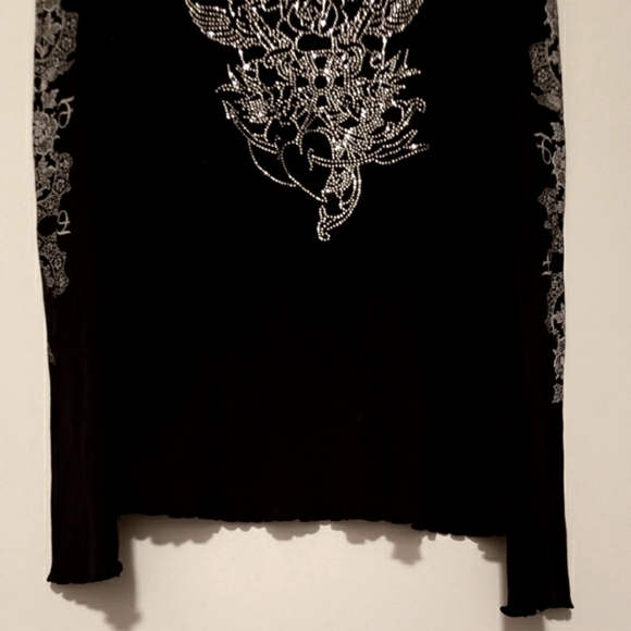 Freedom Long Sleeve Embellishments Silver Art Design Size XL Fits like a M/L - Picture 4 of 8